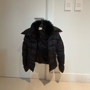Black Puffer Jacket with real Fur Collar